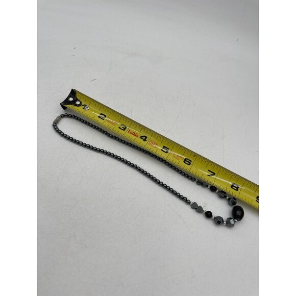 Vintage Necklace With Black Hematite Beads 16" Drop Elegant Jewelry Screw Clasp - Picture 5 of 5